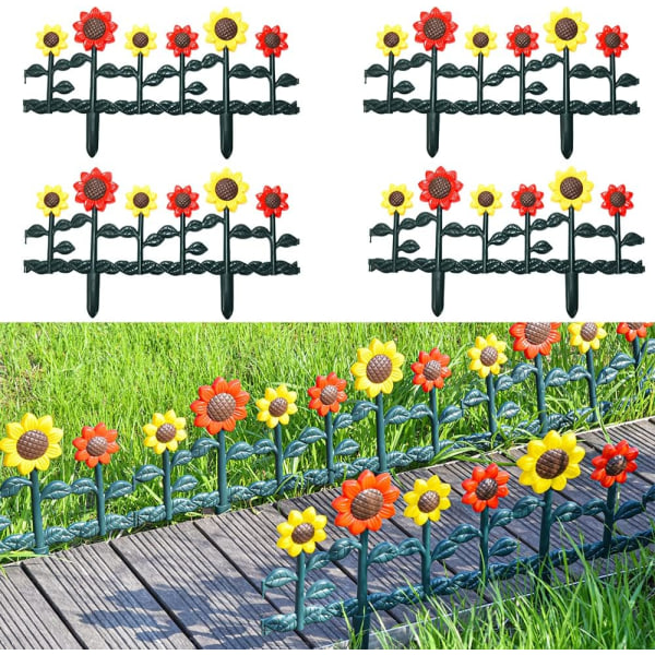 Dekorativ havekantning med tulipaner og solsikker i plast 4