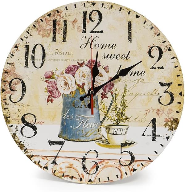 30cm Vintage Rustik Väggklocka, Tyst Trätavla Timer Klocka för Hem Vardagsrum Sovrum Kontor Café Bar Dekor (Coffe