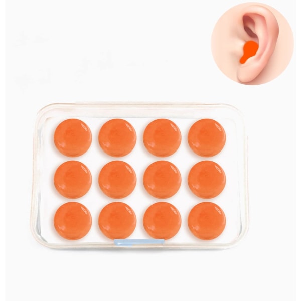 Öronproppar (orange), 6 par öronproppar av silikon Formbara öronproppar, Re