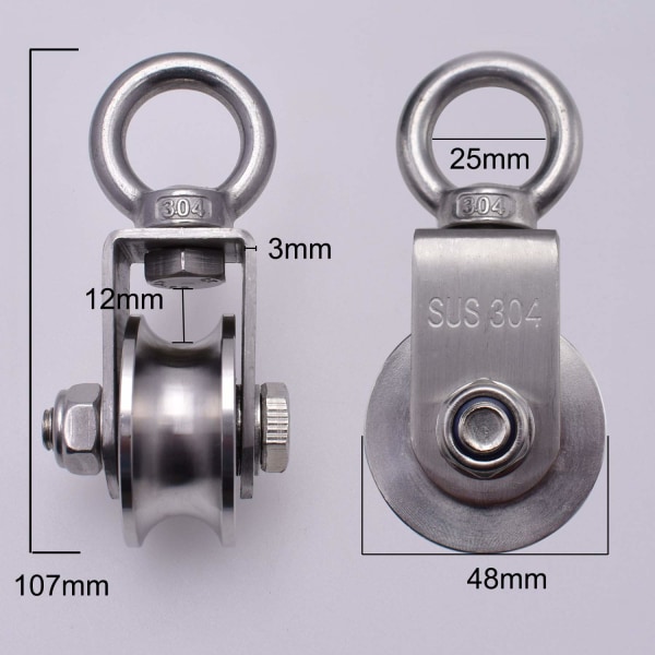 304 stainless steel rope pulley pulley, maximum load 500kg