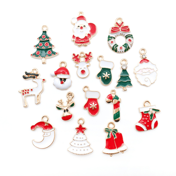 Lot of 20pcs Mixed Christmas Style Pendants Charms DIY Jewelry, Resin Miniature, Resin Accessories, Santa Claus Sno