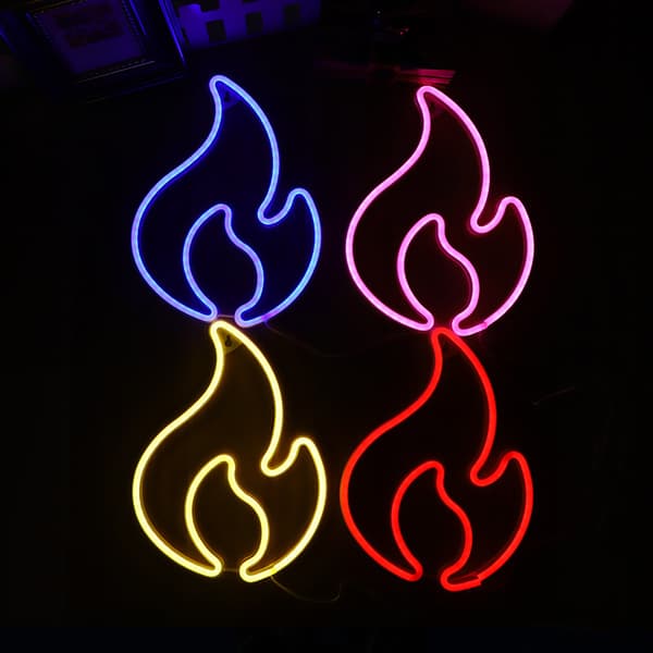 Flammor Neon-skyltar för väggmontering Gula Röda Neon LED-skyltar Eld Neon Nattlampa för Sovrum Bar Restaurang S