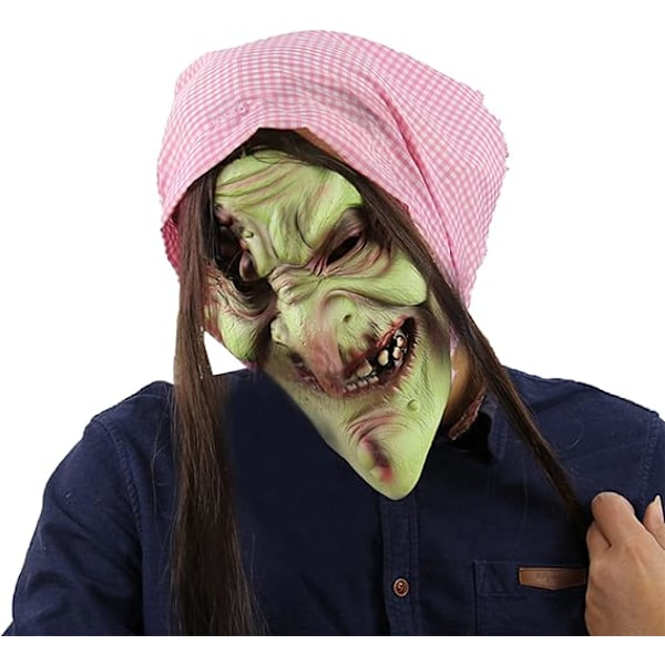 Adutls Creepy Mask Halloween Evil Witch Wizard Demon Full Head Mask Prank Props Party Decor