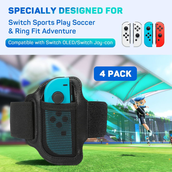 4 ST Switch benremmar för Nintendo Switch Sports/Ring Fit Adve
