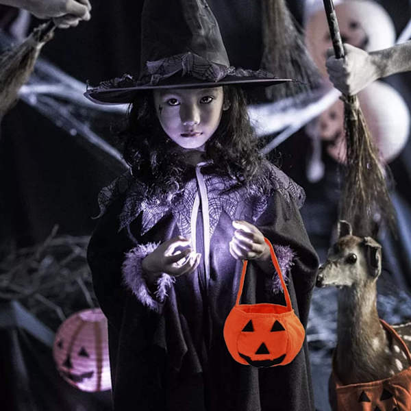 8 stk Halloween godteposer, gresskarpose, Trick Or Treat-pose, oppbevaringspose for barn, perfekt for godterijakt