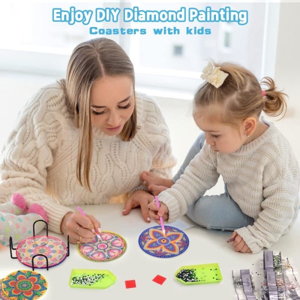 6 ST DIY Diamond Painting Coasters, Mandala/Animal Acrylic Coast