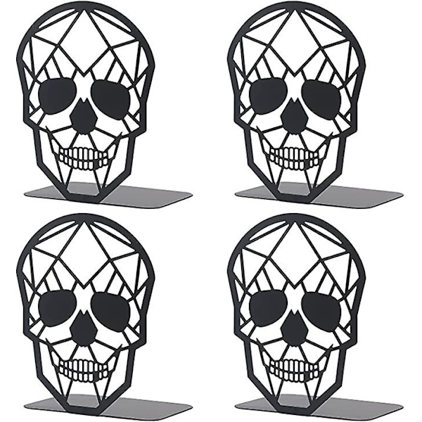 Metal Skull Design Bogstøtter Sorte Bogstøtter, Heavy Duty Bogstøtter Til Bogreoler, Blac