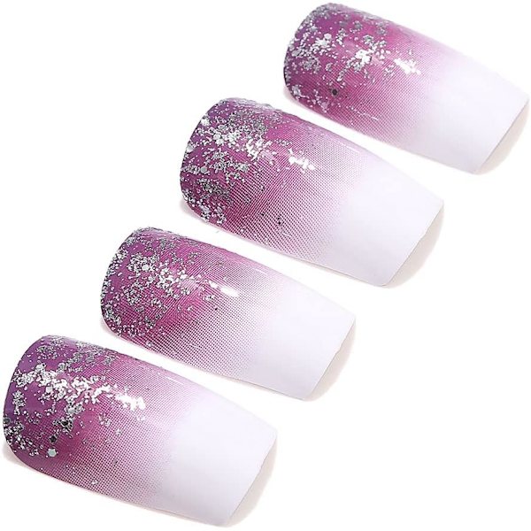 Falska naglar franska vita falska naglar glitter tryck på naglar Baller