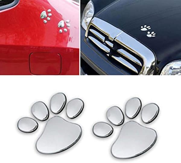 4 st 3D Krom Hundtassavtryck Bilsticker, Bil Logotyp Dekal Dec