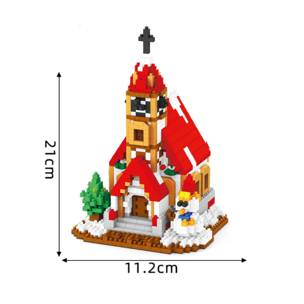 Julebyggeklosser lekesett - 1790 deler kirke med juletre, snømann byggeklosser sett, alder 9+ barn G