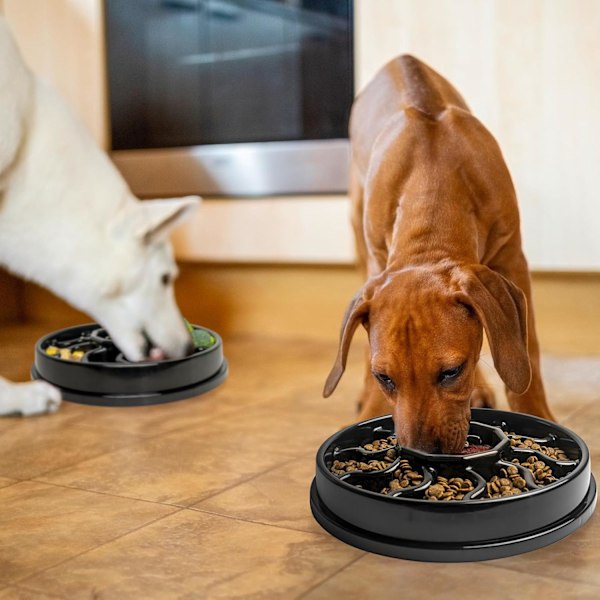 (Svart) Slow Feed Hundskål för Medelstora och Stora Hundar, halkfri Hund Slow Feeder,