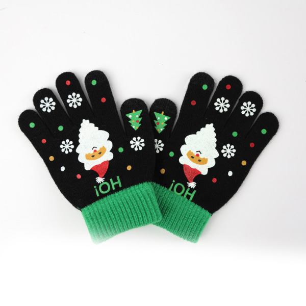 Julstickade handskar Pekskärm Vintervarma texthandskar