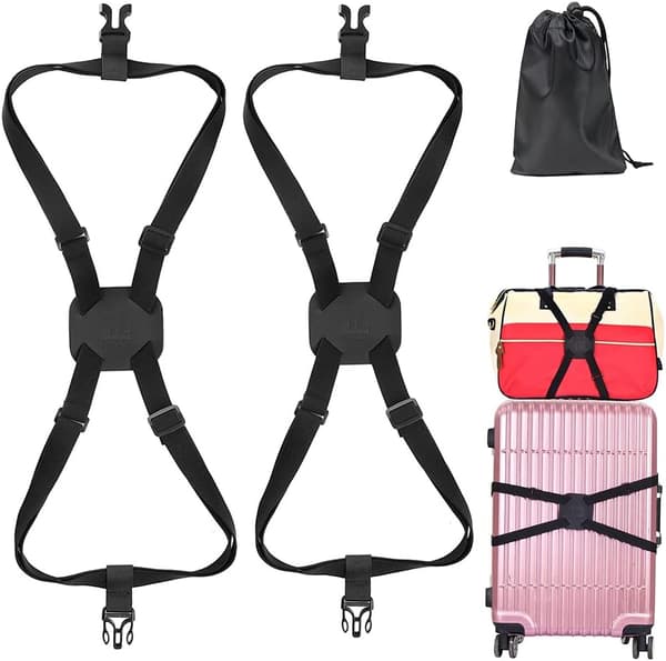 2-pack resväskor remmar, mycket elastiska, justerbara med spännen, H