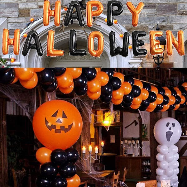 Halloween-balloner, Halloween-dekorationssæt, Happy Halloween-ballon, græskarballoner, Hallo
