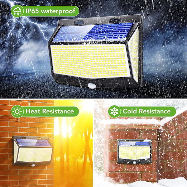 Sæt med 2 Udendørs Solcellelamper, [468 LED 2000 Lumen 2 Pak] Lu A