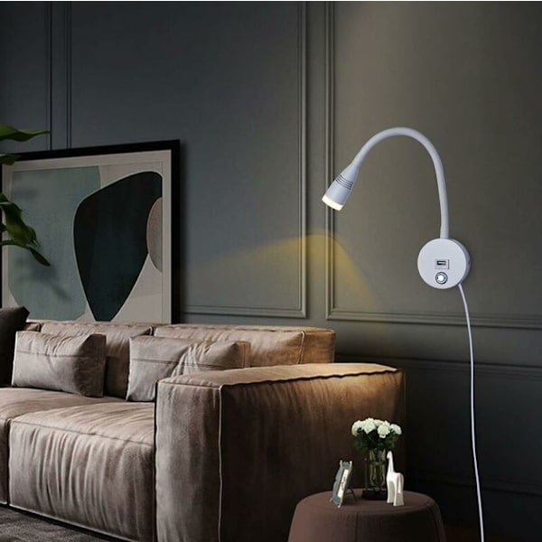 Musta LED-seinälukulampi Joutsenkaula-lukulampi Fl K