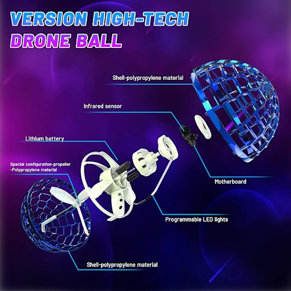 Flygande leksak, magisk nebulosa flygande leksak, 360° roterande ljus flygande leksaker, mini flygande dron