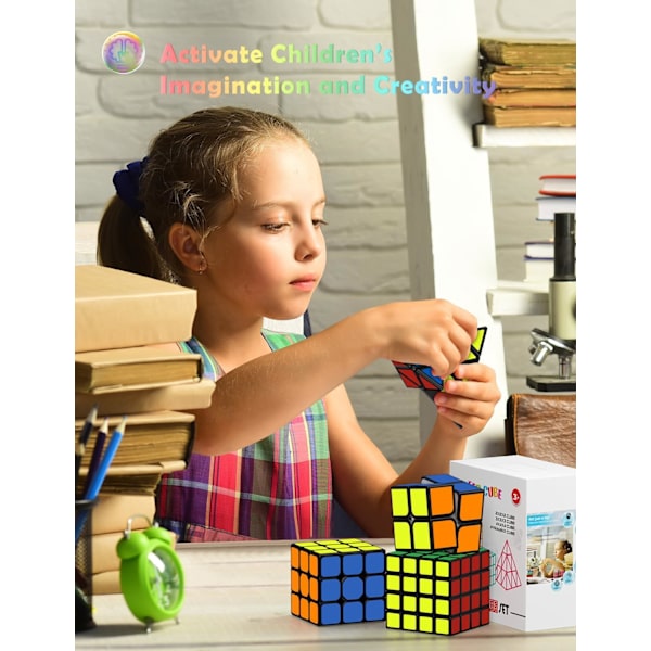 [4 Pack] Speed ​​Cube Set, Speed ​​Cube 2X2 3X3 4X4 Pyramid Magic Cube för barn
