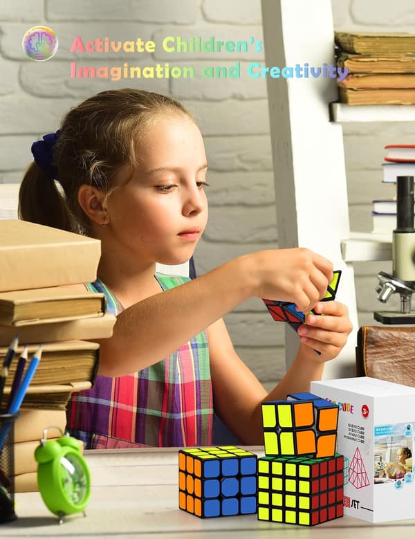 [4 Pakke] Speed ​​Cube Sæt, Speed ​​Cube 2X2 3X3 4X4 Pyramide Magisk Terning til Børn