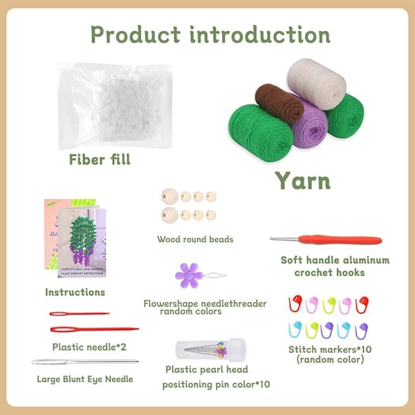 Hæklesæt til begyndere, hæklesæt til voksne og børn, gør-det-selv blomsterstrikkesæt, inkluderer