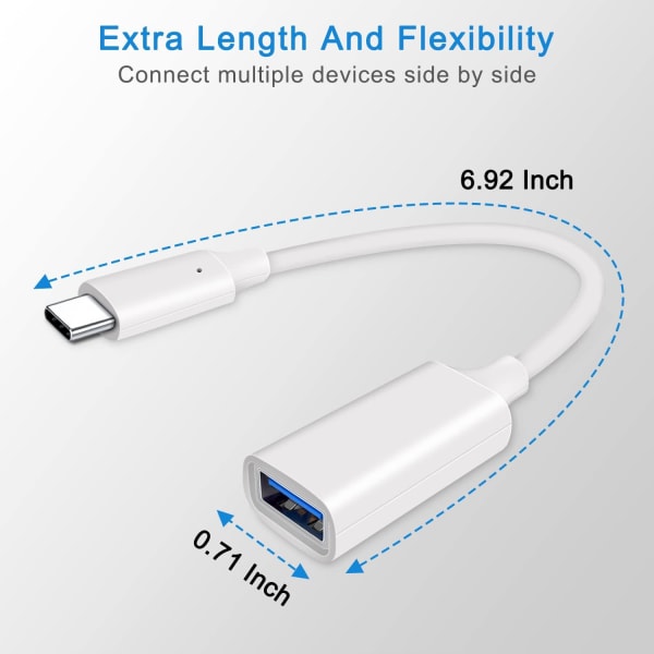 2 stk. Hvid USB C Han til USB 3.0 Hun Adapter 2-pak, Thunderbo