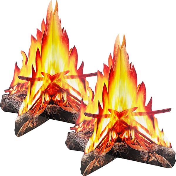 2 Sets 12 Inch Tall Artificial Fire Fake Flame Paper 3D Decorative Cardboard Campfire Centerpiece Fl