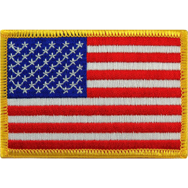 3 st amerikanska flaggan broderad lapp Guldgräns USA United States of Amer