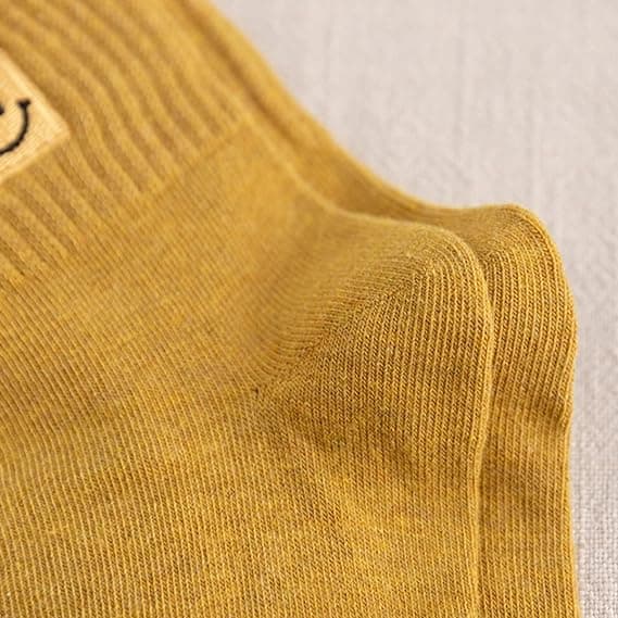 Multicolor(B) 5 par søde smilende ansigtsstrømper broderi ankel nej