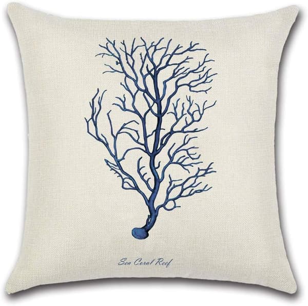 (Blå) Sæt af 4 - Polyester Linen Pudebetræk Bil Pudebetræk til Sofa Seng Hjemmeindretning Sæt, 45 x 45 cm (Stjerne