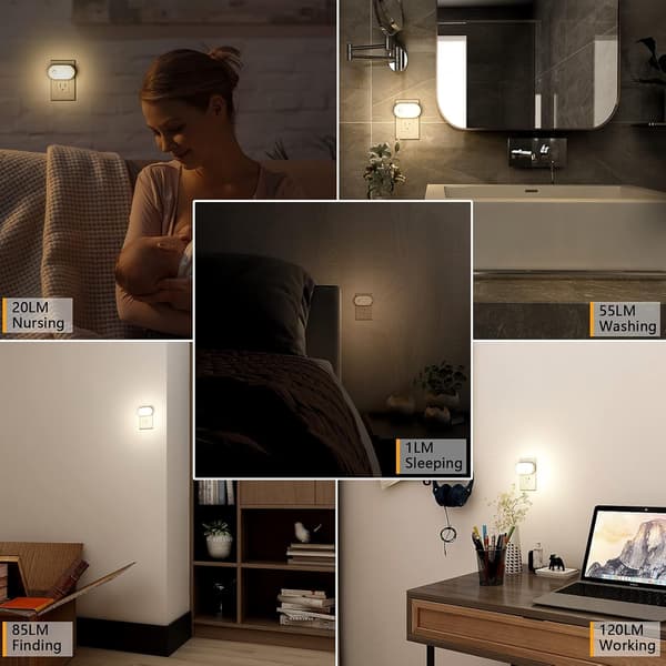 Bevægelsessensor natlys, 2-pak, Superior Bright 1-120LM Plug-i