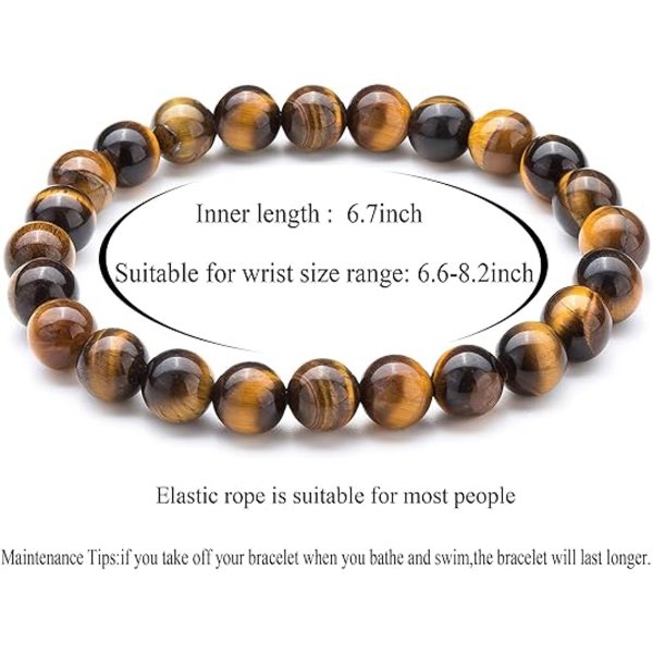 Dam 8mm Natursten Lavasten Diffuser Armband Elastiskt Yoga N
