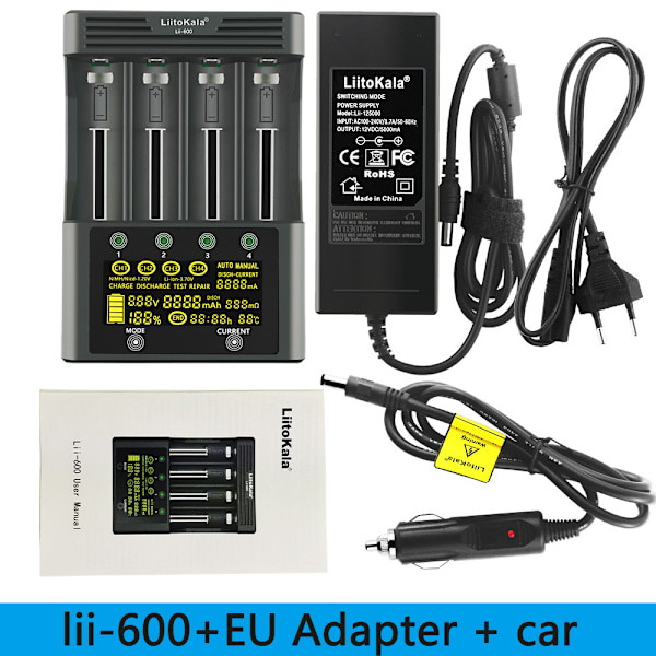 (Euro standard) liitokala LII - 600 LCD liquid crystal display lithium battery charger with detectio