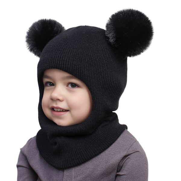 Pikkulapselle talvipipo ja huivi - Musta Black