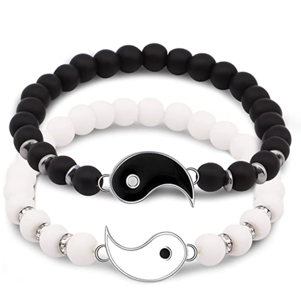 2 Matchende Yin Yang Justerbare Vennskaps-, Forholds-, Kjæreste- og Bestevenn-Armbånd til Valentinsdag U