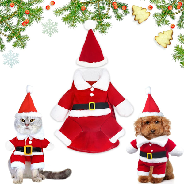 Jul husdjurskläder söta tomtekläder för hund jul husdjurskläder med tomteluva