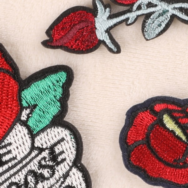 Broderi stryge-på patch, 11 stk. rose blomster stryge-på applikation pa