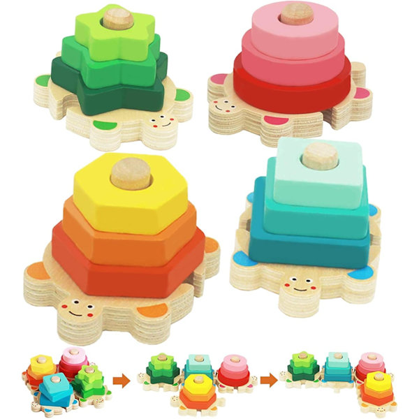 Barneleke, Treleke 1 2 3 4 År Gammel, Montessori Baby Leke Geometriske Utdannings Spill Form Stable Sortering og M C