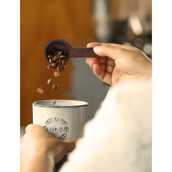 Valnød 20ml Kaffeske, Træske, Gradueret Måleske