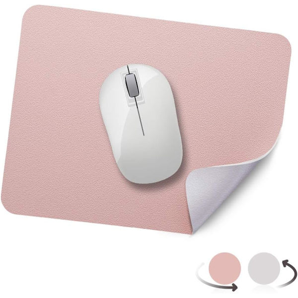 Musemåtte 270x210x2mm, Skridsikker Vandafvisende PU Læder Skrivebordsmatte til Computer Tastatur Spil Dobbeltsidet, Nøgen Rosa