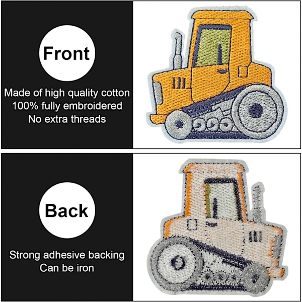 7 stk. broderet gravemaskine stryge-på sy-på dekorative patches til tøj, kjoler, hatte, jeans