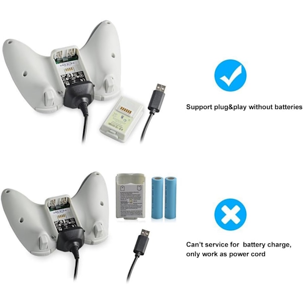 Xbox 360 trådløs controller kabel USB kabel længde 150 cm - sort - kompatibel produ