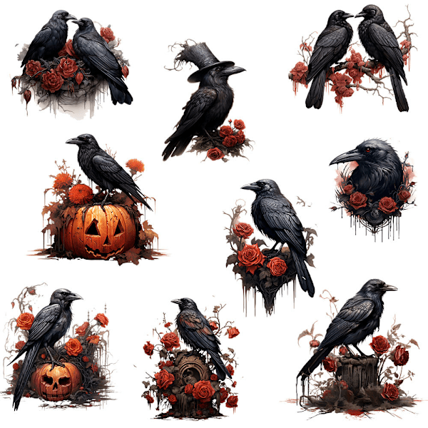 2024 Halloween Krager Pumpkin Vægklistermærke Q