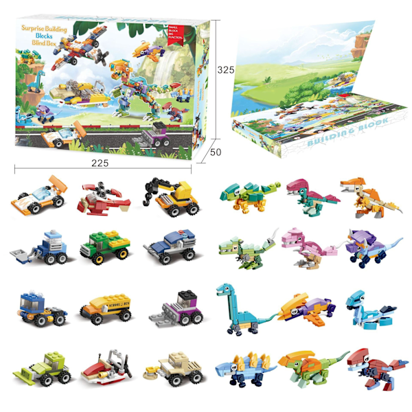 Adventskalender Lekebiler & Dinosaurer - Julekalender 2024 flerfarget