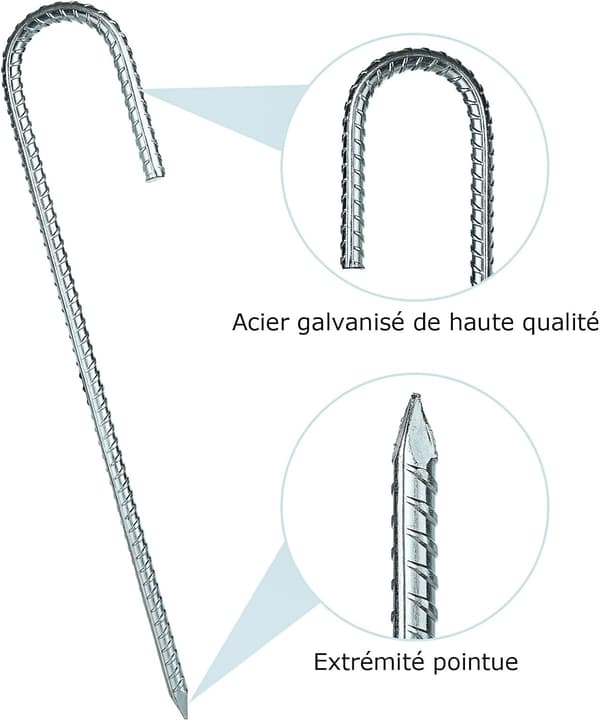 10 x galvaniserte teltplugger, 30 cm, trampolineanker for camping, hage, gjerder, husker