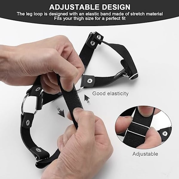 2 Stykker Justerbare Elastiske Benstrømper Sorte Punk Gothic Læder Benløkker 2 Rækker Ring Elastisk Lårstrømper C