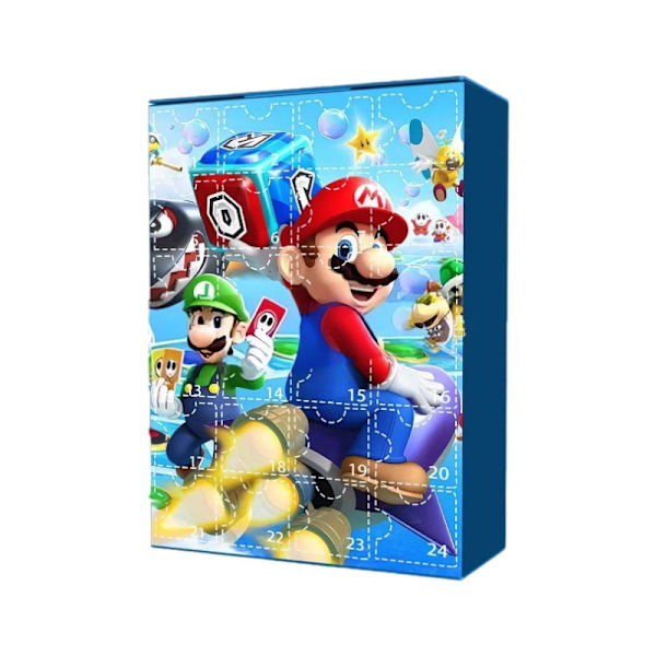 Julkalender 2024, 24 Mario Dockor, 24-Dagars Julkalender Blind Box, Semesterpresent, Blå C