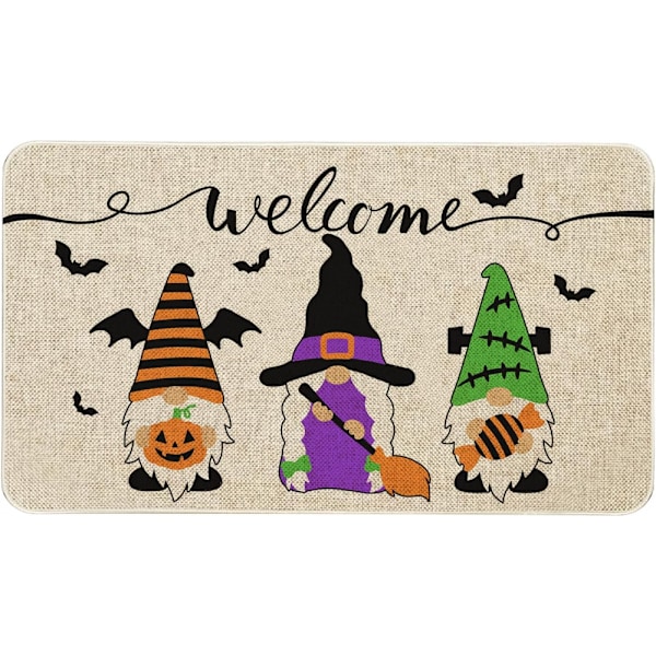 Halloween-gnomer dörrmatta (50*80 cm) inomhus utomhus entré golvmatta halkfri Halloween-dekor gummi