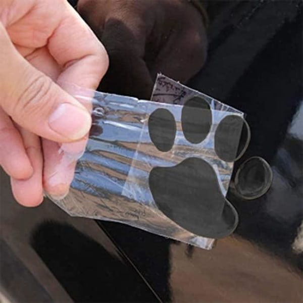 4 kpl Musta 3D Kromi Koiran Tassunjälki Autotarra
