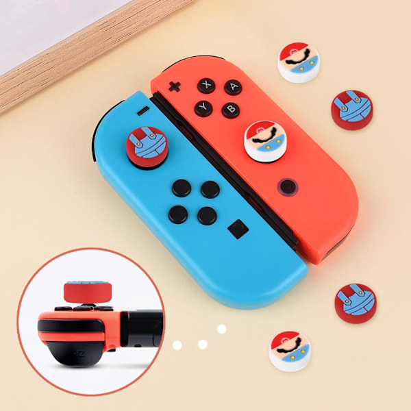 Sødt Overalls Man 4PCS Tommelfingergreb Hætter til Switch/Switch OLED/Switch Lite Blød Silikone J