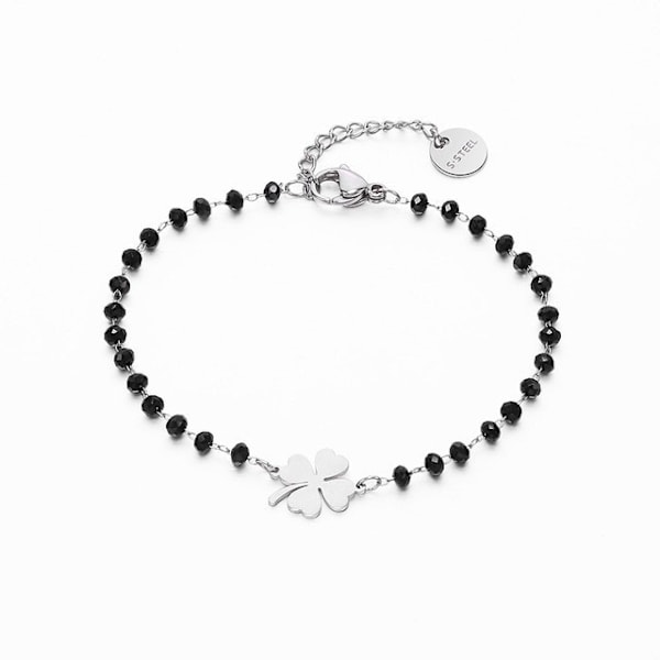 （silver）Women's Bracelet, Lucky Clover Women's Bracelet, Stainless Steel Women's Bracelet, Women's J